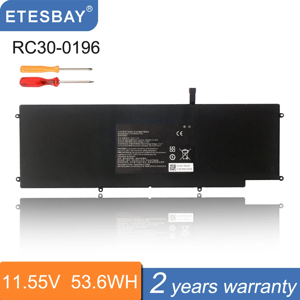 ETESBAY RC30-0196 Battery For Razer Blade Stealth 2016 V2 i7-7500U 3ICP4/92/80 RZ09-0196/0168/0239 RZ09-0239 4640mAh