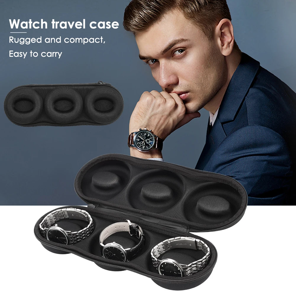 Round Watch Protection Box Double Dent Watch Box for Storage Anti-Pressure Smart Watch Travel Case Small Fits All Wristwatches