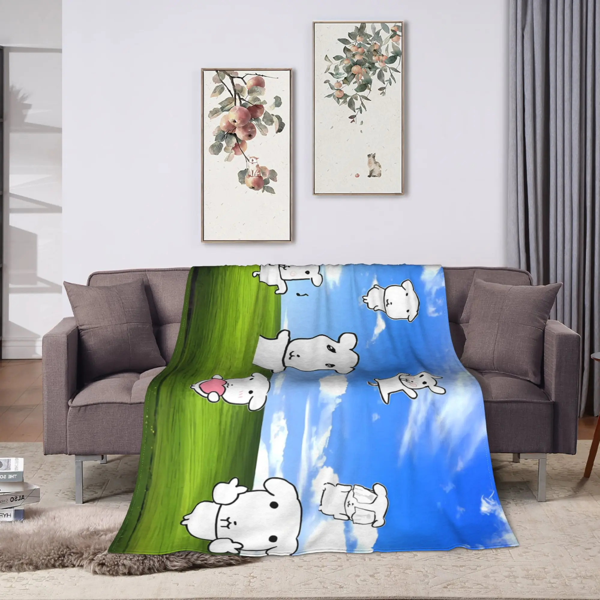 Cute GANADI Blankets  Super Warm Graphic Plush Throw Blanket For Living Room Camping Flannel Bedspread Bed Cover