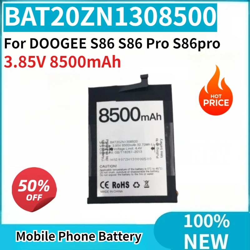 

Высокое качество BAT20ZN1308500 3,85 В 8500 мАч аккумулятор мобильного телефона для DOOGEE S86 S86 Pro S86pro перезаряжаемая батарея