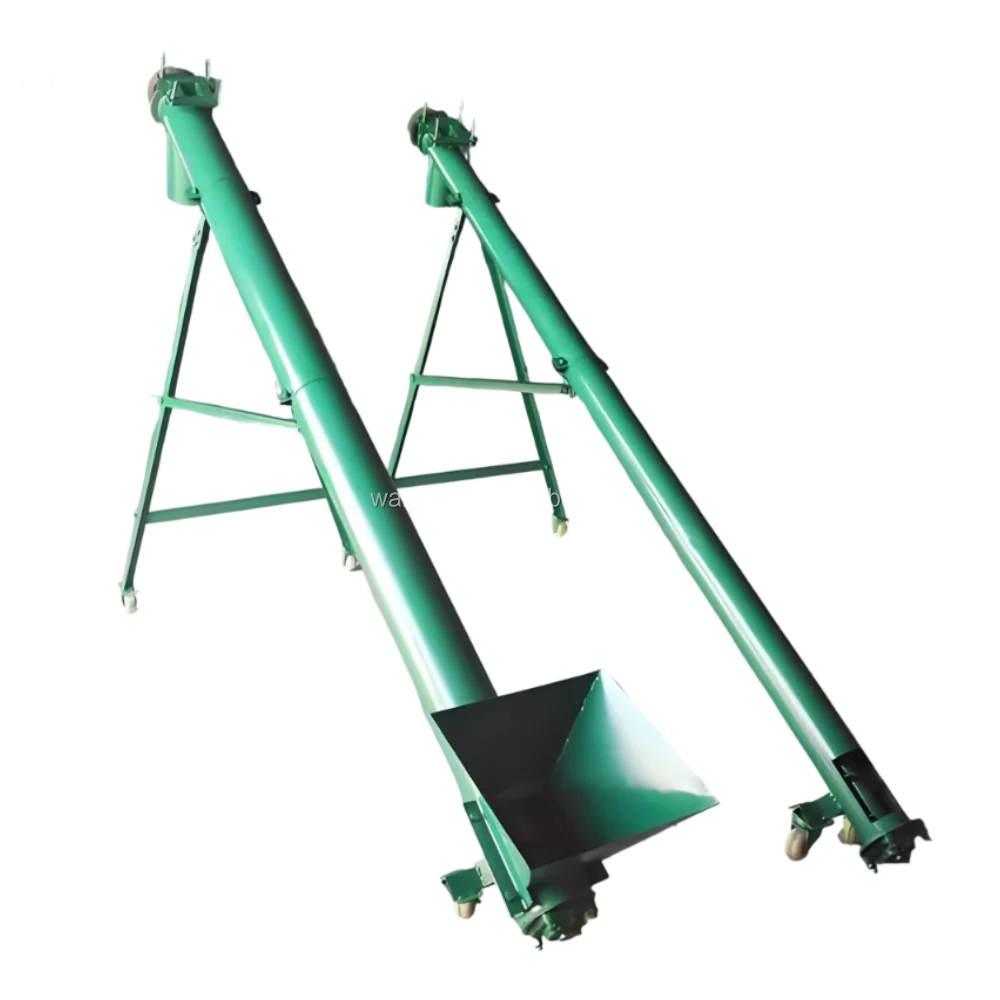 

A new type of inclined stainless steel spiral conveyor with feed hopper