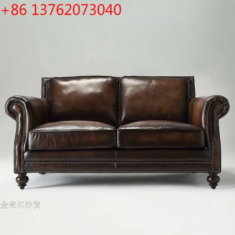 

Американский кожаный диван в стиле ретро, европейский кожаный художественный одно- и двухместный тройной диван