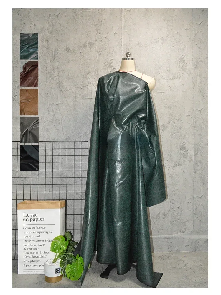 

Плиссированная мягкая ткань из искусственной кожи для одежды, сумок, дизайнерских изделий, модной одежды, ткани для шитья своими руками, материал в метрах