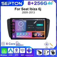 SEPTON Car Radio Stereo for Seat Ibiza 6j 2009-2013 2Din Car Screen Receivers Multimedia Video Player 4G GPS BT Android Carplay