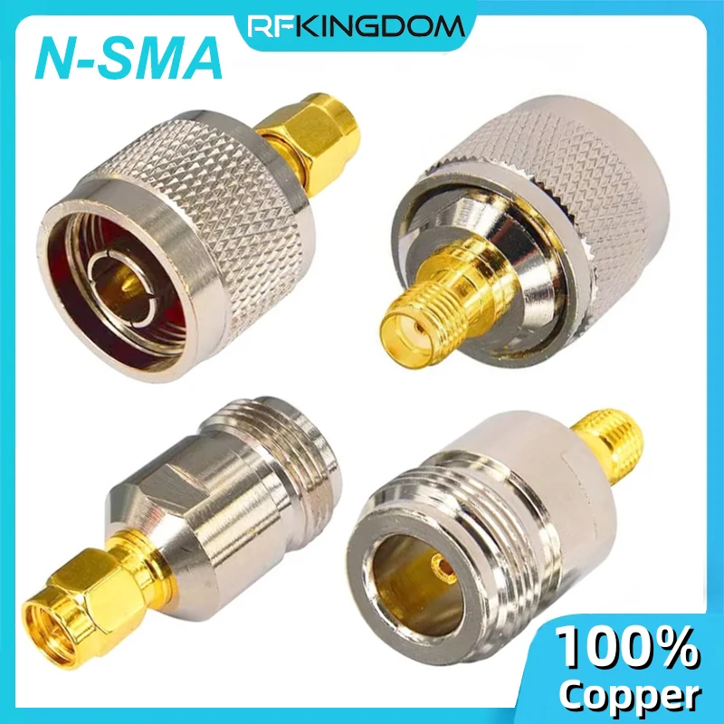 N Type SMA RF Adapter N Female Plug Male Jack To SMA Male Female Plug Nickel Plated RF Coaxial Connector for Radio Antenna