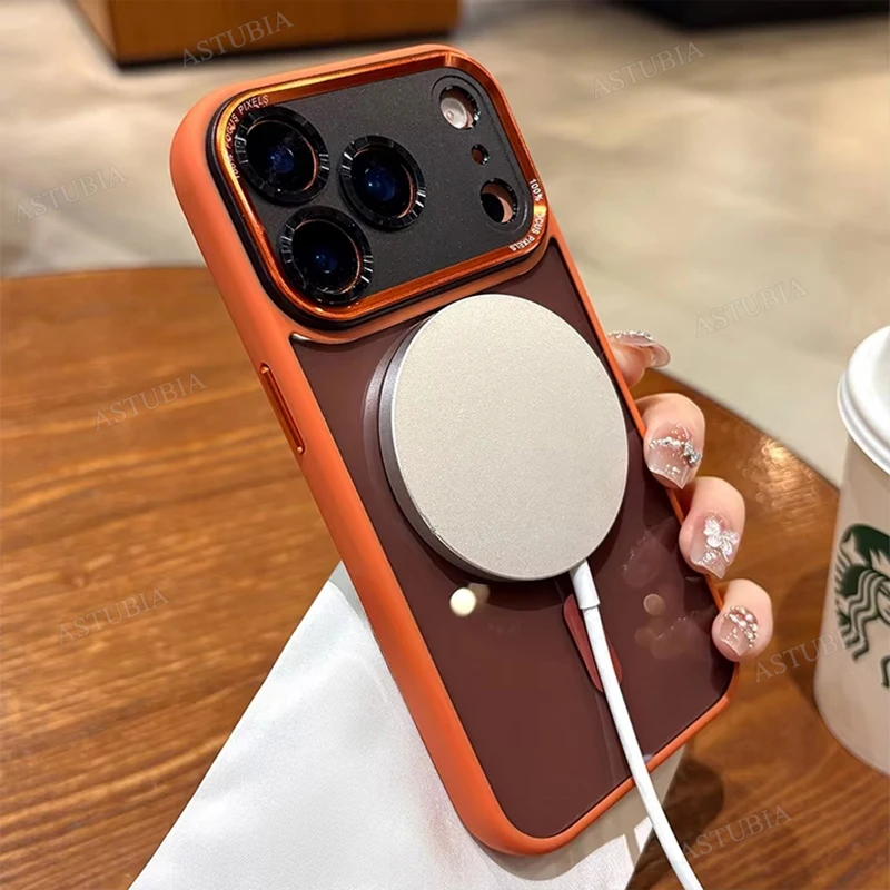 Luxury Magnetic Metal Lens Bumper Protection Case For iPhone 17 Air 16 15 14 13 12 11 Pro Max Plus Wireless Charge Hard Cover - náhled 4