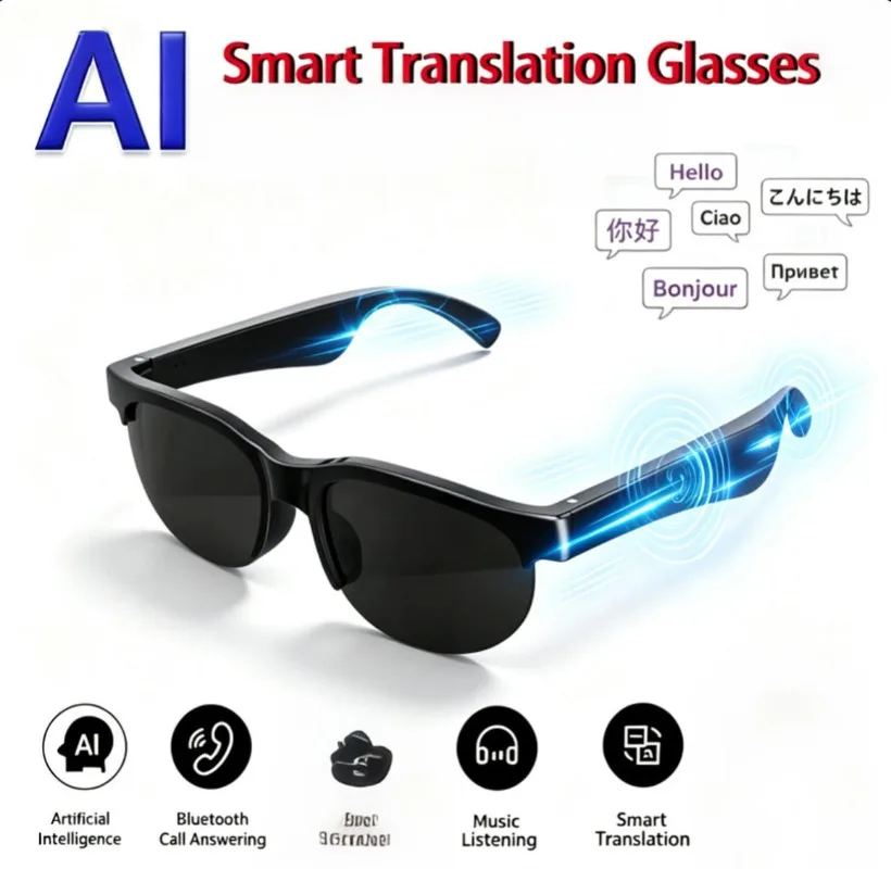 Smart Sports Open‑Ear Glasses Bluetooth Call Touch Control Music Playback Long Battery for Cycling Running Driving Outdoor
