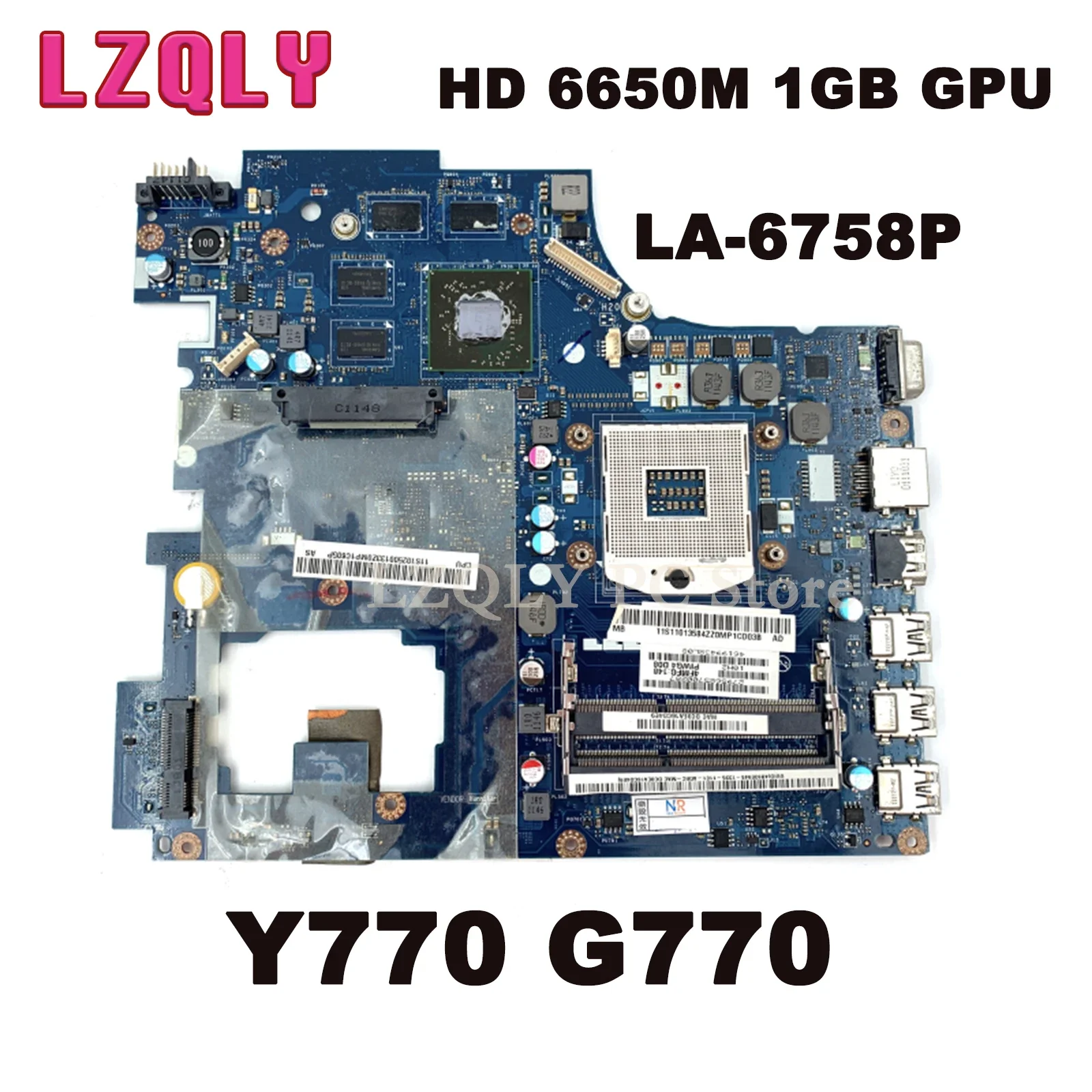 

For Lenovo Y770 G770 Laptop Motherboard PIWG4 LA-6758P 216-0810005 With HD 6650M HM65 1GB GPU Full Test