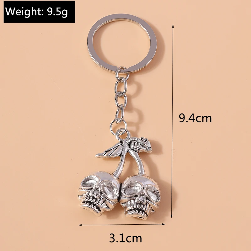Punk Metall Schädel Kopf Schlüssel bund für Auto Schlüssel Frauen Männer Handtasche Anhänger Schlüssel ringe Zubehör DIY Schmuck Geschenke – Detail 1
