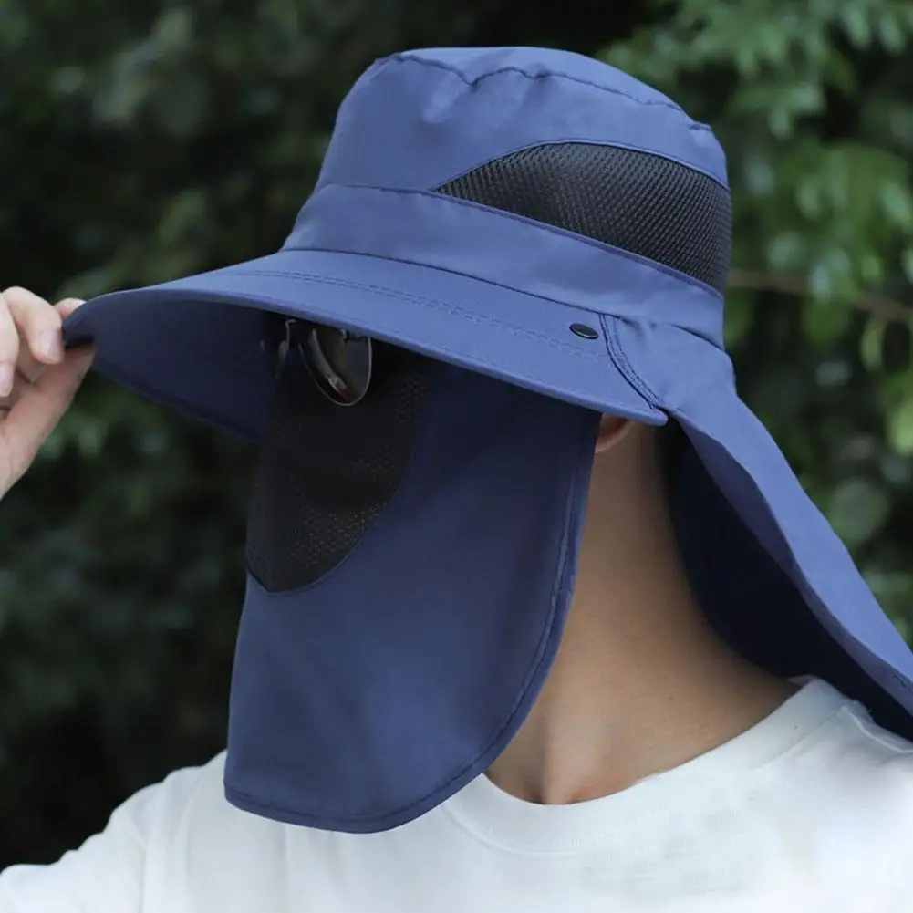 Sommer schnell trocknende Boonie Hüte mit Hals maske Abdeckung Männer atmungsaktive Mesh Sonnenblende Fischer hüte Outdoor breite Krempe Eimer Kappen