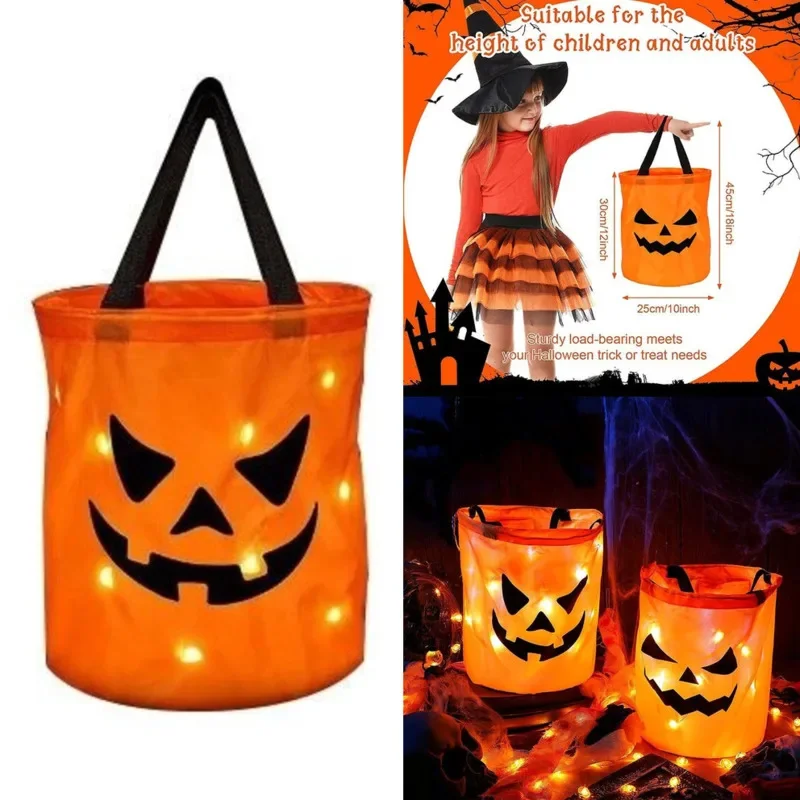 Halloween Ghost Pumpkin Bag LED Festival Children's Candy Gift Bag Illuminated Decorative Supplies Handbag Halloween Gift New