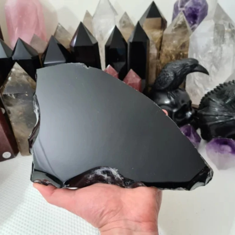 1pc Natural Obsidian Slice - Ideal for Perfect for Festive Decorations and Gifts, Tabletop Decor, Perfect for Halloween