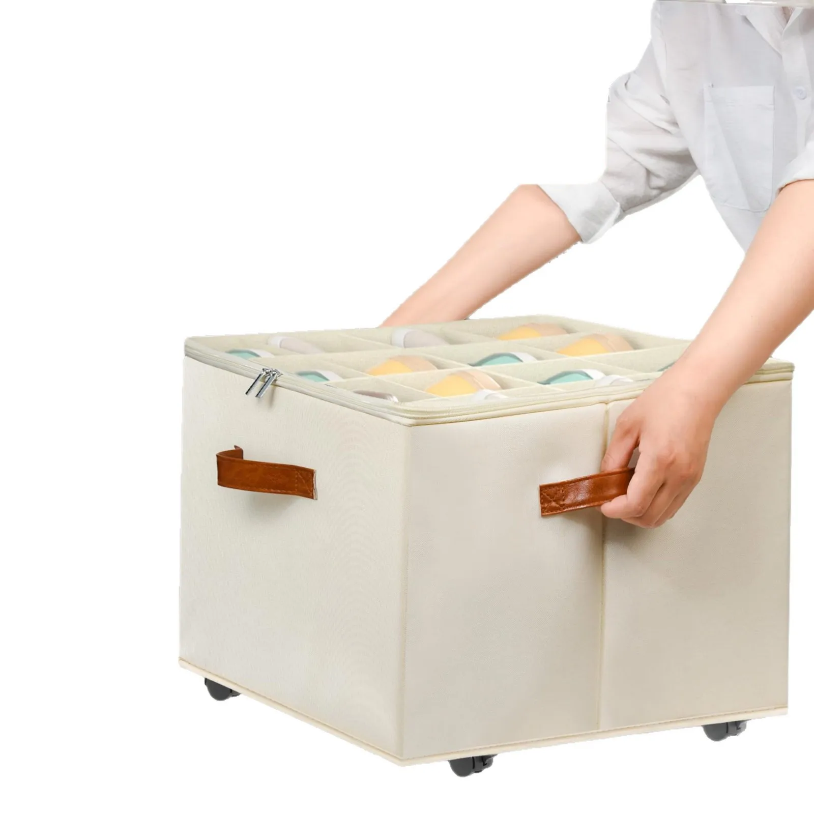 

Органайзер для обуви на колесиках с регулируемыми перегородками, складной контейнер для хранения обуви