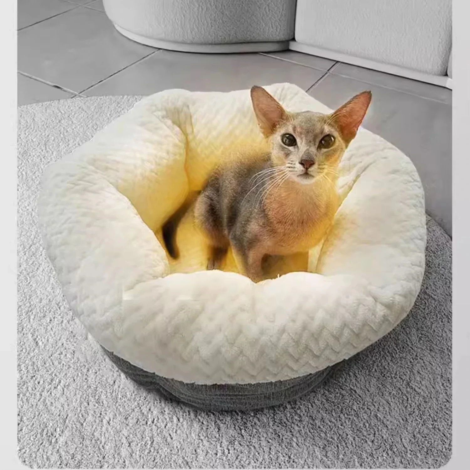 Pet Warm Heating Nest Rechargeable Removable Fleece Warming Mat Electric Heating Pet Nest Bed with Heat Pad