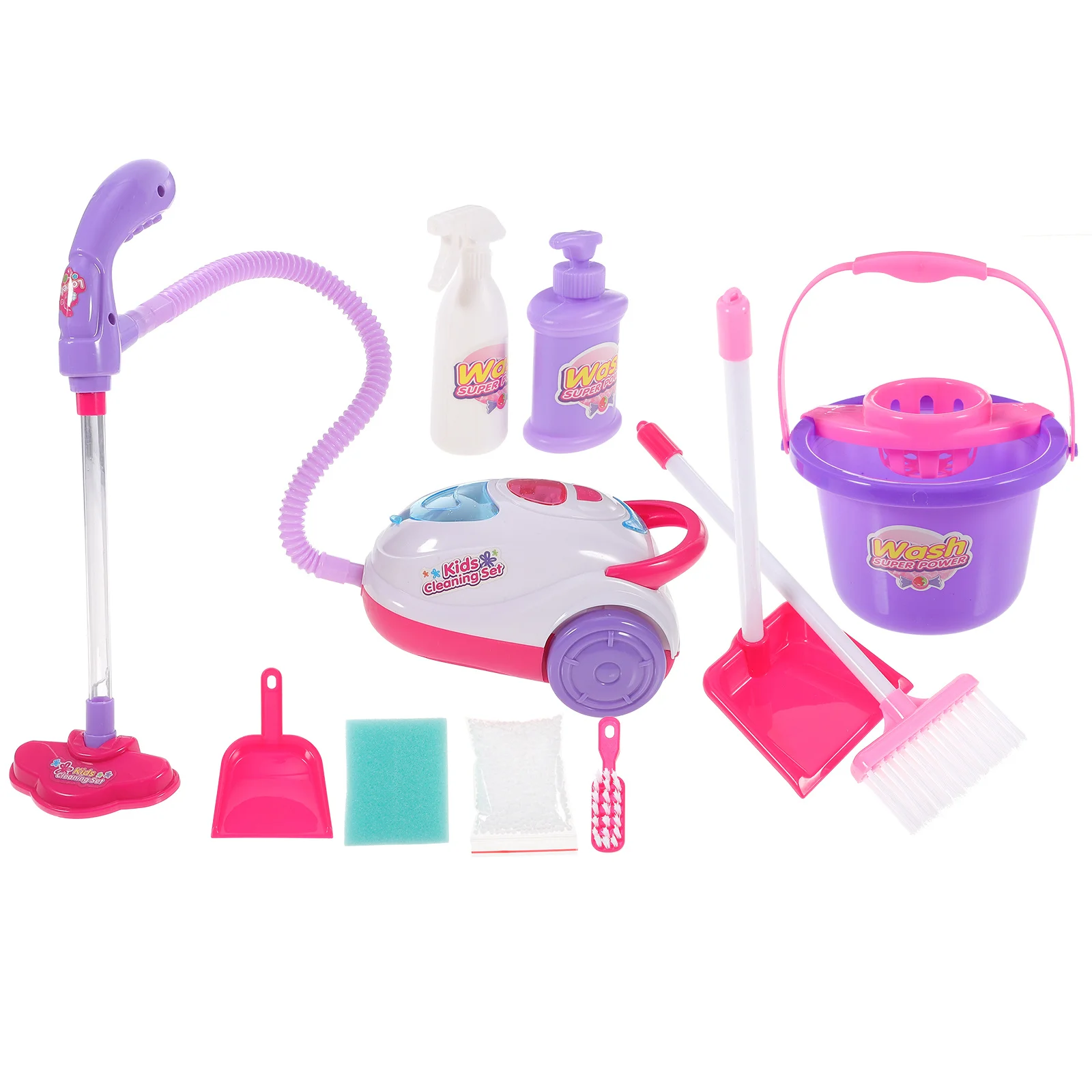 1 set di aspirapolvere per bambini, kit di giocattoli, plastica colorata e durevole, strumenti per la pulizia, regalo educativo, giocattolo per aspirapolvere