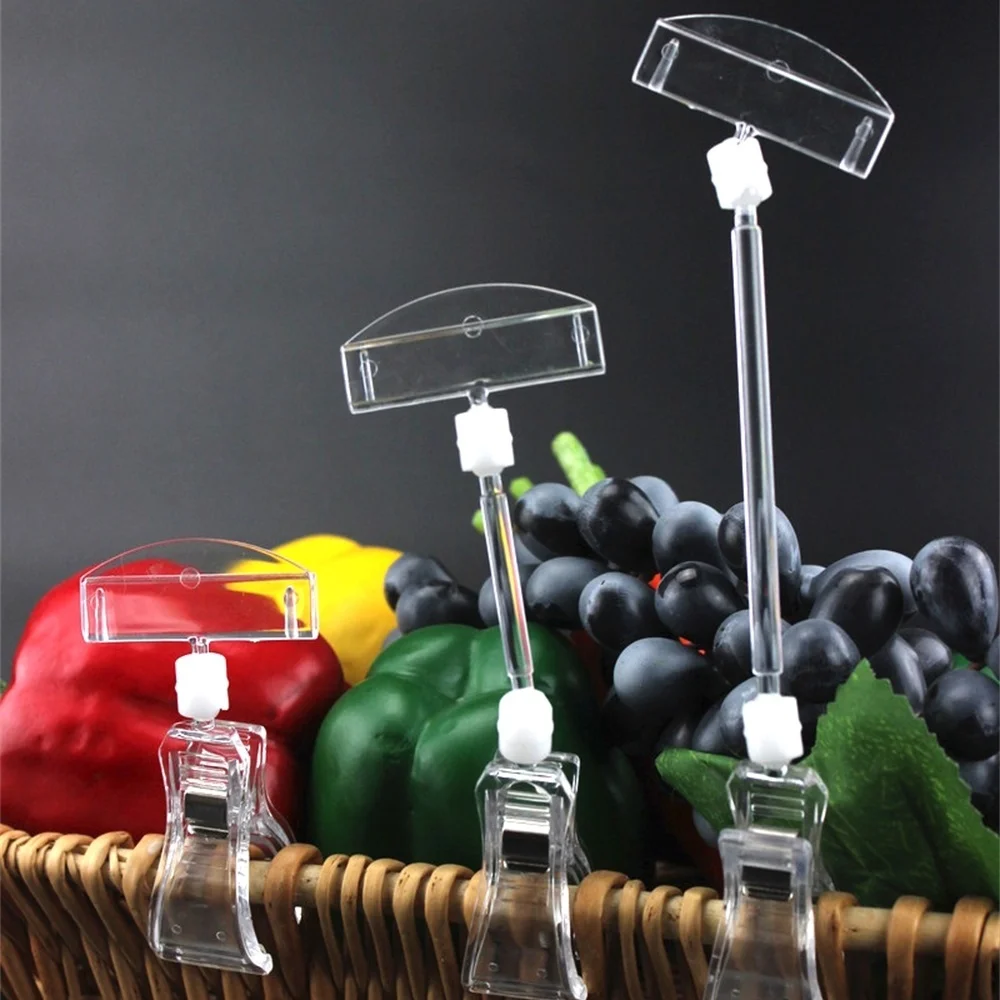 Clear Pop Plastic Sign Paper Card Display Price Label Tag Promotion Signage Clips Holders In Supermarket Retails 20pcs
