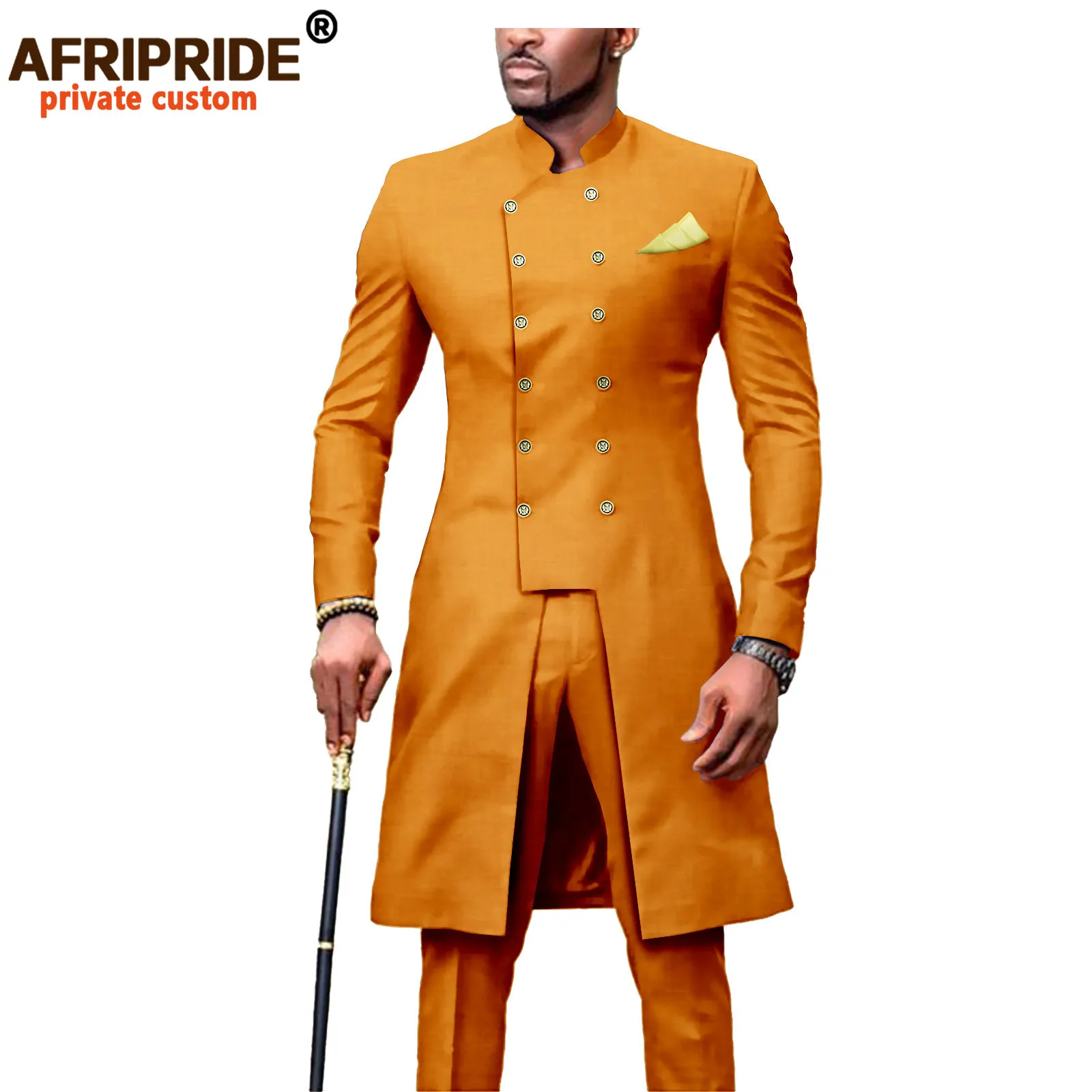 

Африканский костюм для мужчин Дашики, длинные куртки и брюки, комплект из 2 предметов с плащом, двубортный, приталенный, официальная одежда, пальто A2016054