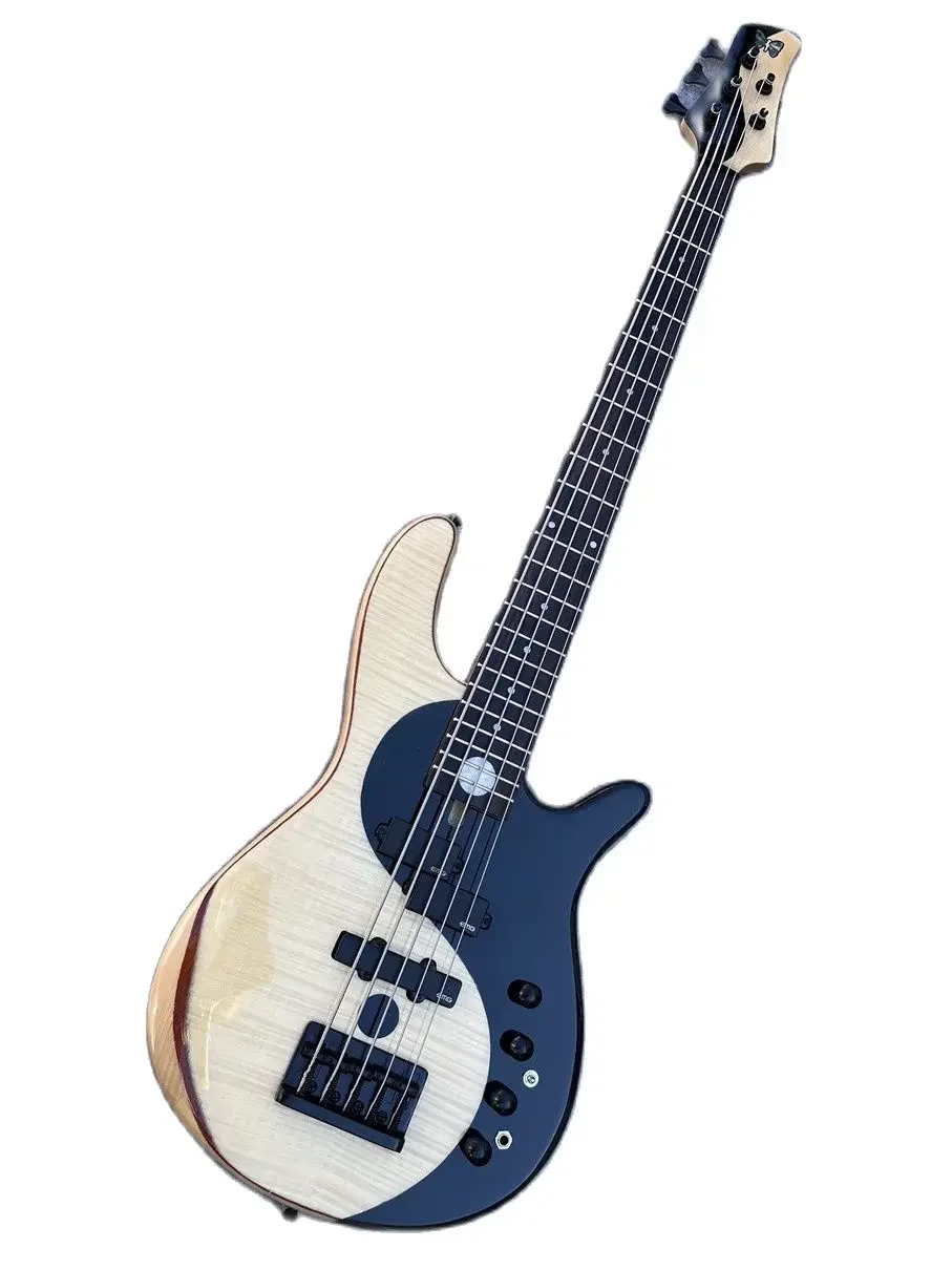 Classic 5-String Electric Bass - Natural Wood Body Natural Finish & Black Accents with Black Hardware