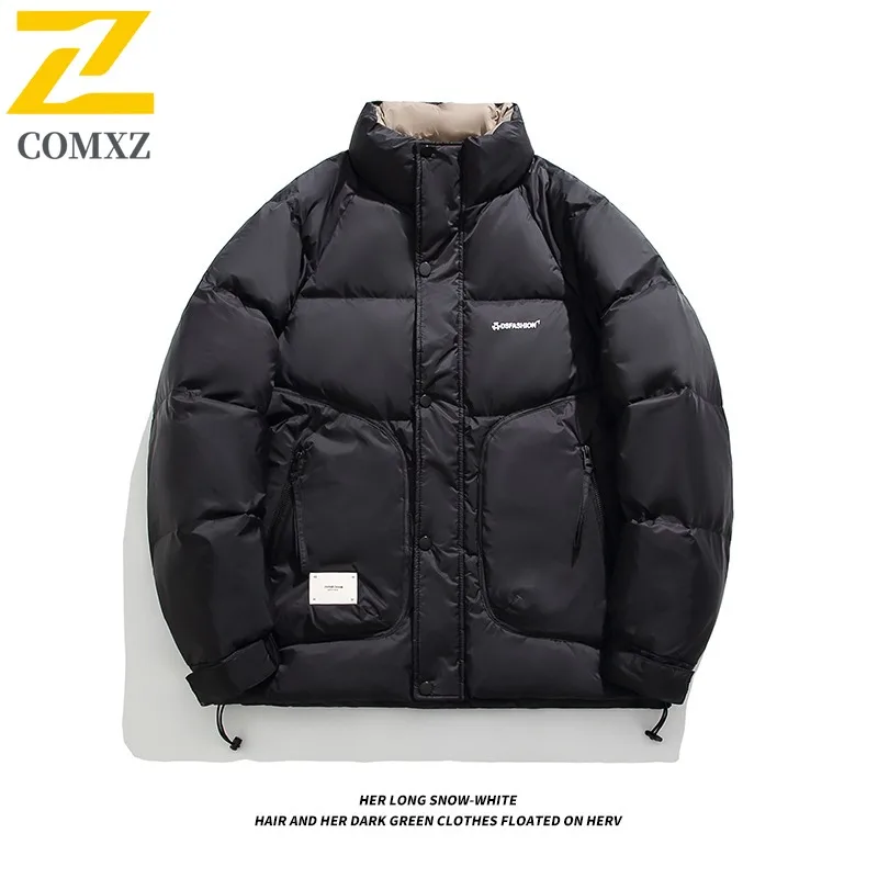 COMXZ Loose Winter Jacket Cold-Resistant Thickened Windproof Skiing Padded Jacket Ski  Versatile Warm Down Jacket Men's Clothing