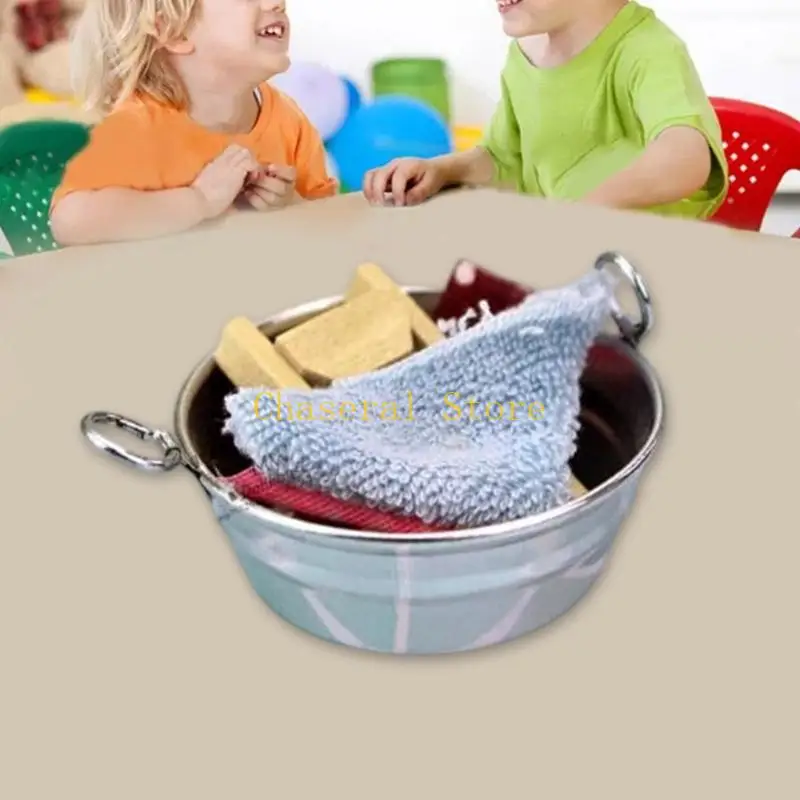 E7CE Compact Dollhouses Laundry Sink Toy For Doll Furniture Set Design Enhances Imaginative Play Experience
