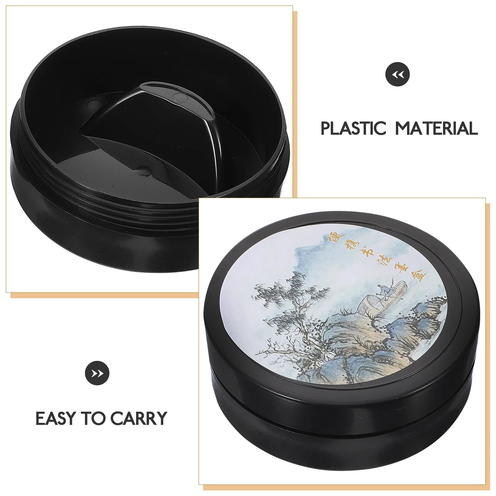 

Lidded Inkslab Calligraphy Grinding Inkstone Plastic Inkslab For Writing Painting Dish Lightweight Portable Smooth