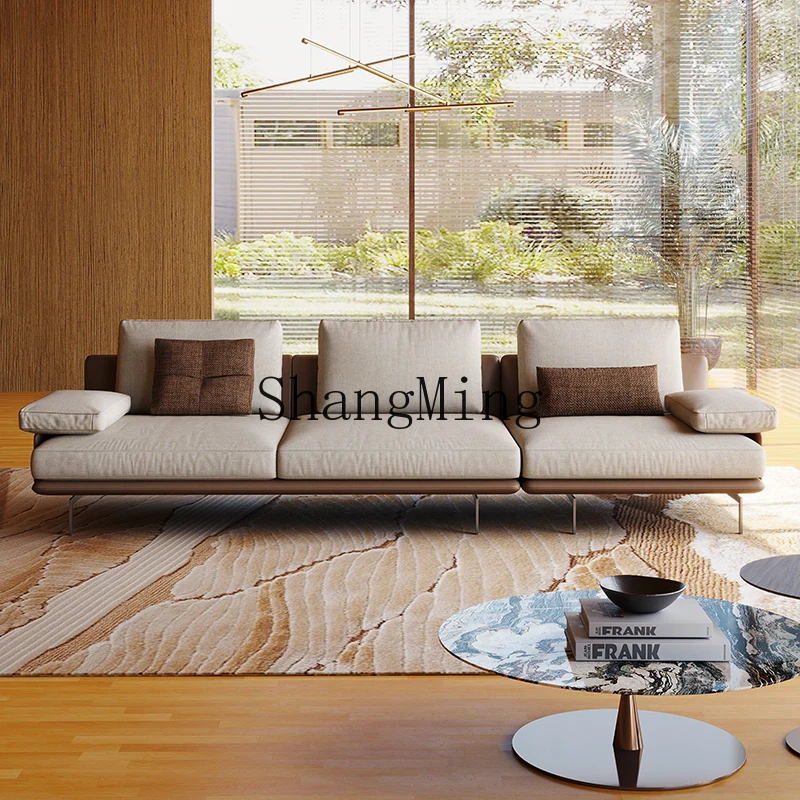 

PYH fabric sofa French modern and linen adjustable headrest living room apartment three-person leather cloth sofa