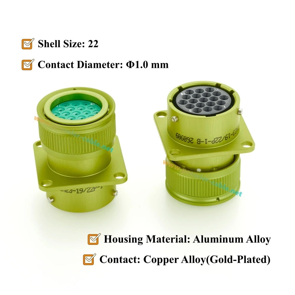 ZH23 Series 19 Pin Female Receptacle Connector, ZH23-19/22P-1-B, СНЦ23-19/22P-1-B, SNTs23-19/22R-1-V