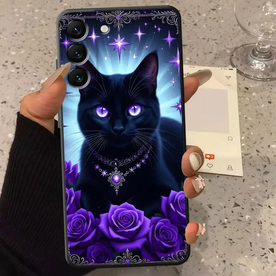 Case for Samsung Galaxy A13 A14 A36 A26 A51 A11 A12 A35 A24 A34 A15 A22 A52 A16 Phone Cover Black Cat
