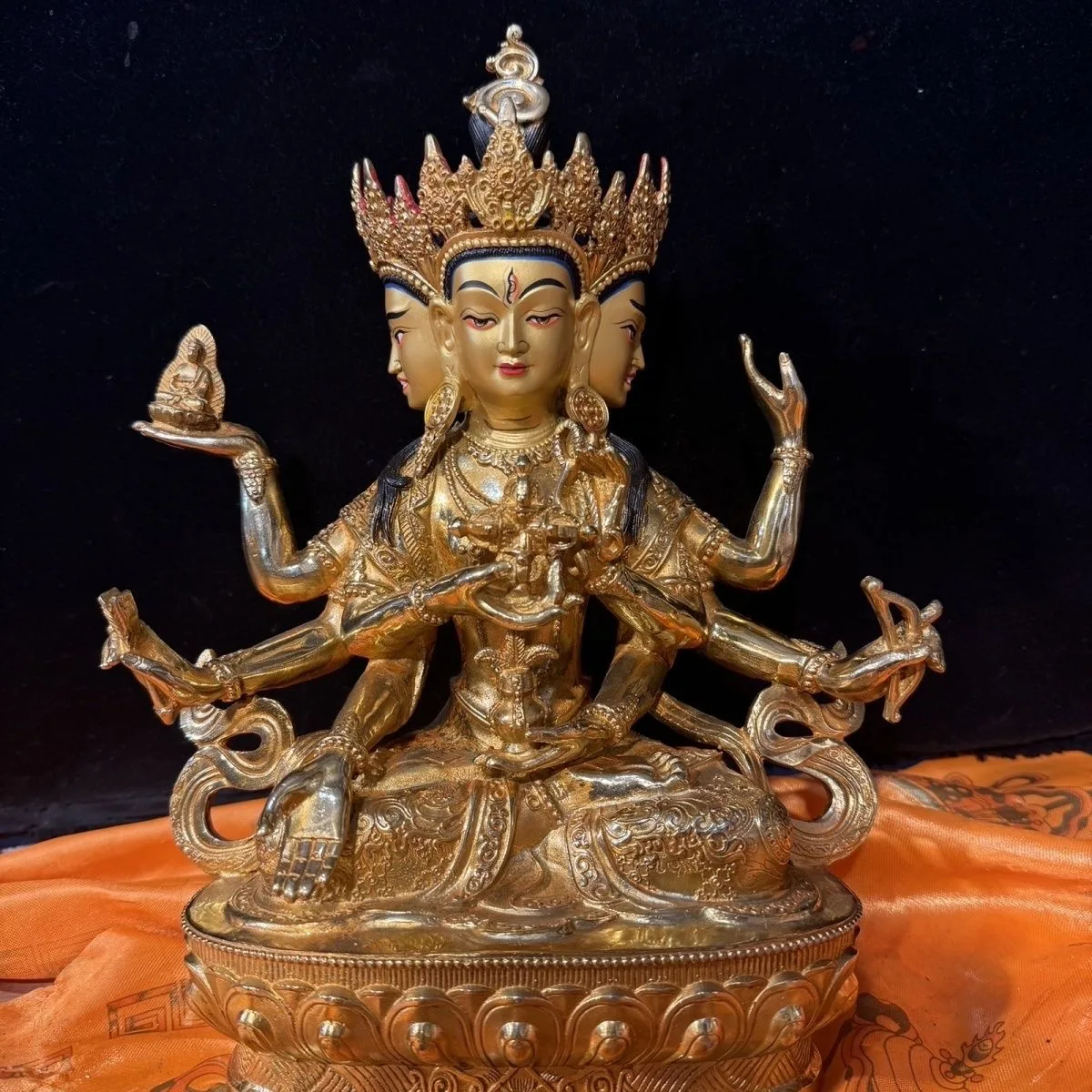 30cm large 2023 GOOD HOME family efficacious Talisman Buddhism full Gilding Gold-plated Namgyalma Kim Buddha statue