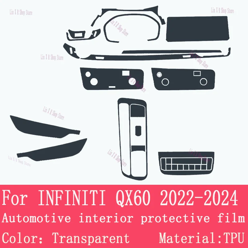 For INFINITI QX60 2022-2024  Gearbox Panel Navigation Screen Automotive Interior TPU Protective Film Cover Anti-Scratch Sticker - Image 5