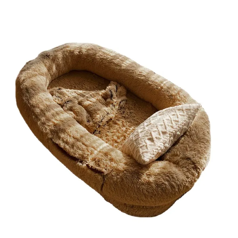New Multifunctional Winter Rectangle Large Dog and Human Pure Flannel Stylish Simple Pet Bed