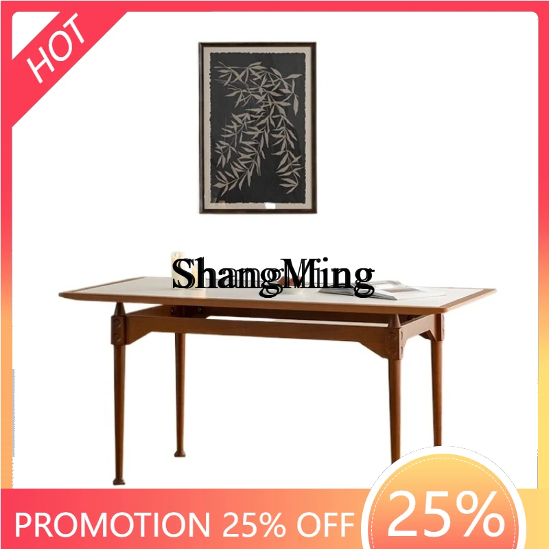 

FG high sense solid wood dining table rock slab rectangular household small apartment log desk