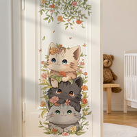 Cute Cat Vinyl Child Wall Stickers For Baby Girl Room Decoration Bedroom Accessories Adhesive Wallpaper Wall Decor Room Decor