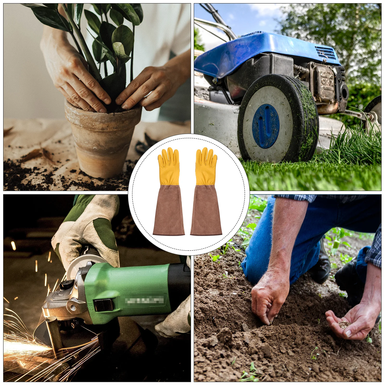 

1Pair Gardening Gloves Long Durable Wear-Resistant Protective Yellow Anti-Scald Cut-Resistant Gloves for Repair Welding