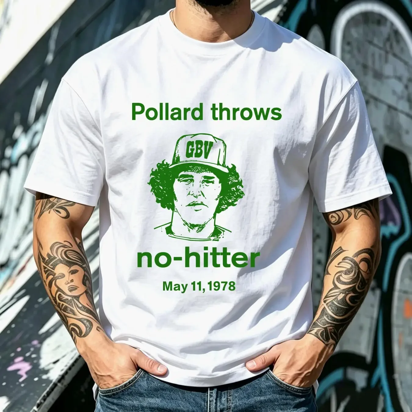 washed T Shirt Pollard throws no hitter guided by voices GBV Robert alien lanes bee thousand 90s band long or short sleeves
