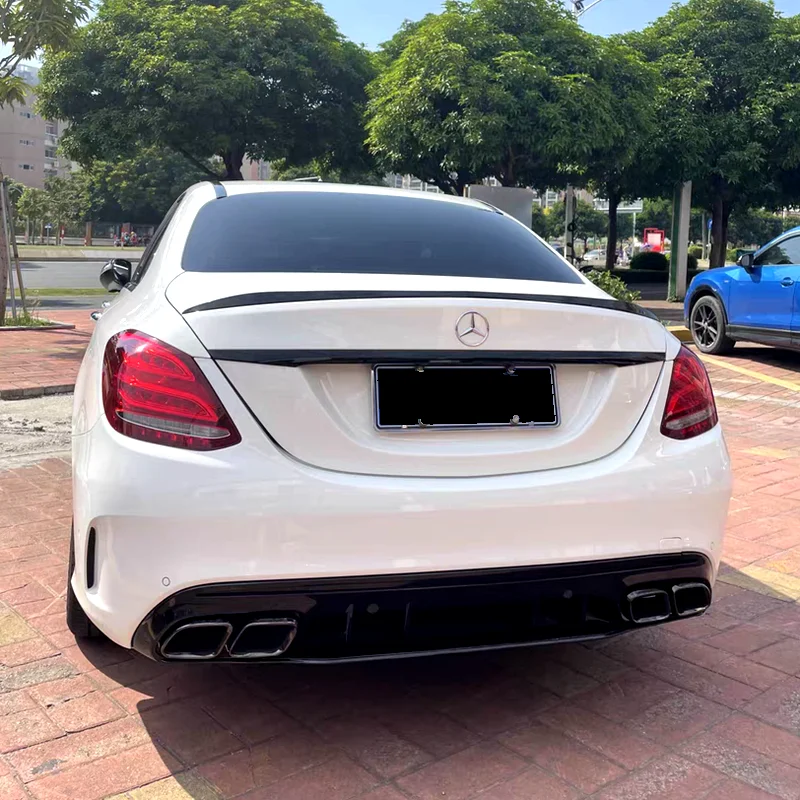 Für Mercedes Benz W205 C-klasse Spoiler 2015 Bis 2021 Hinten C63 Stil Spoiler ABS Material Primer Farbe auto Schwanz Flügel Dekoration