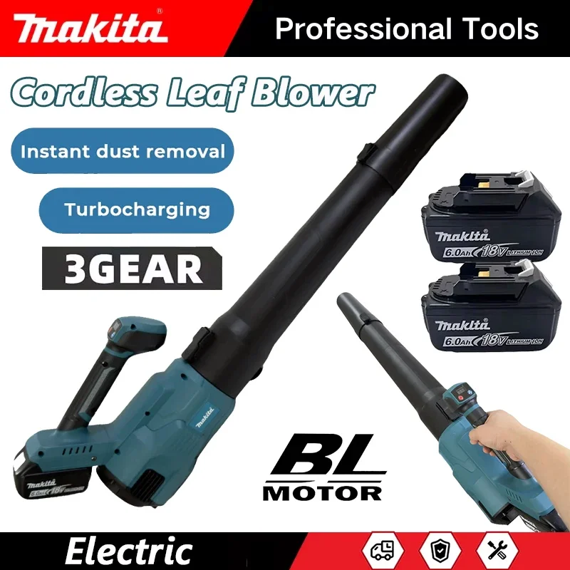 Souffleur à feuilles sans fil Makita, souffleur canon à 3 vitesses, super puissant, pour le nettoyage des feuilles, de la neige et de la poussière, outil électrique pour batterie 18V
