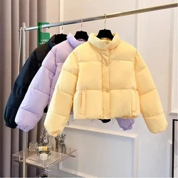 2024 New Korean Stand Collar Autumn Winter Coat Women Thickened Puffer Jacket Loose Parka Warm Cotton-padded Jacket Short Coats