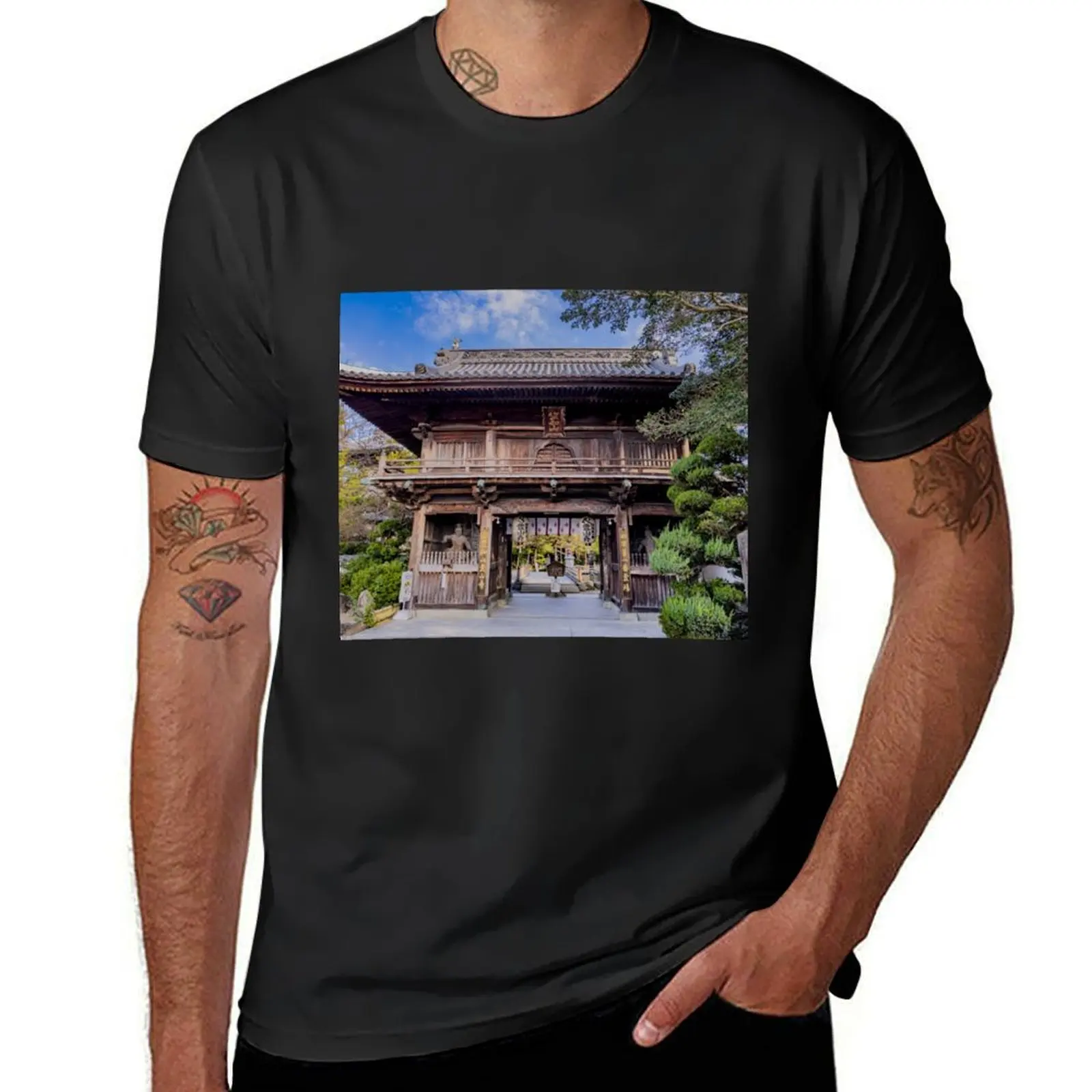 Temple 1, Ryozenji - Entrance gate T-Shirt cute tops Aesthetic clothing t shirts for men cotton