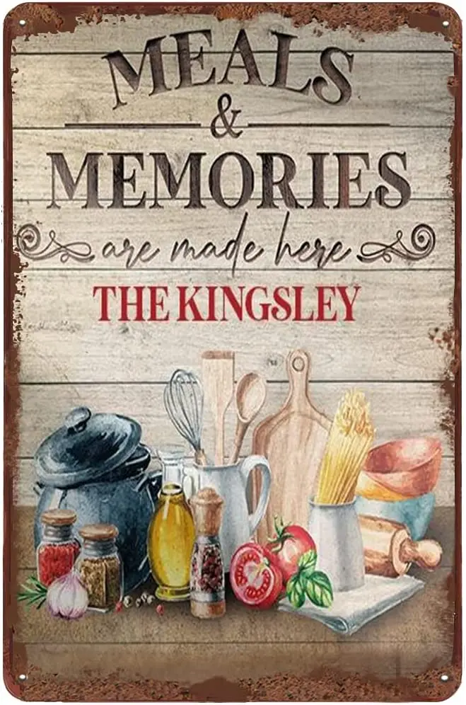 Meals & Memories are made here the Kingsley Vintage Tin Sign Kitchen Decor Dining Room Wall Decor For Restaurant Coffee