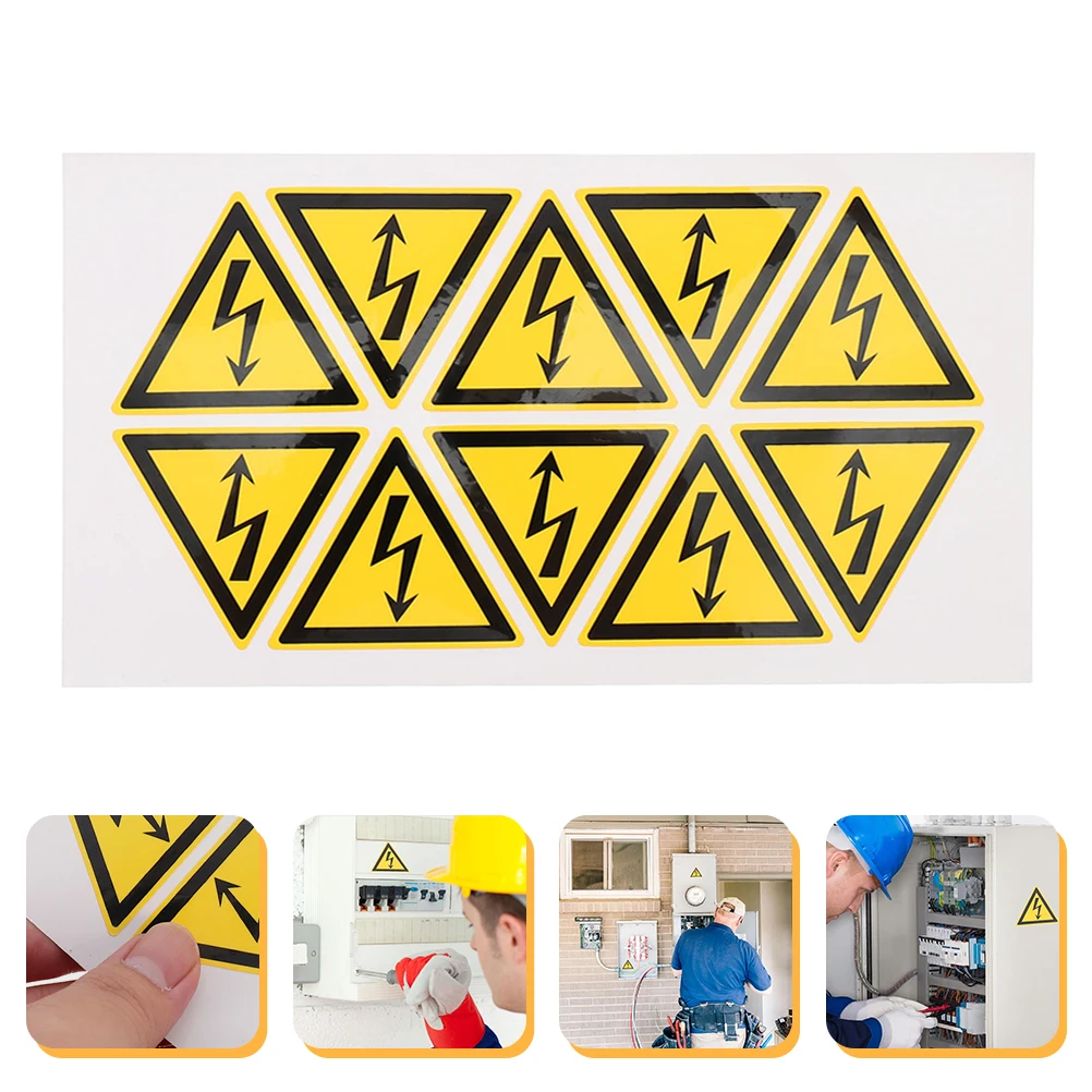 

1 Set Shocks Warning Decal Electric Shocks Warning Label Bright Pp Material Strong Adhesion Safety Mark For Warehouse