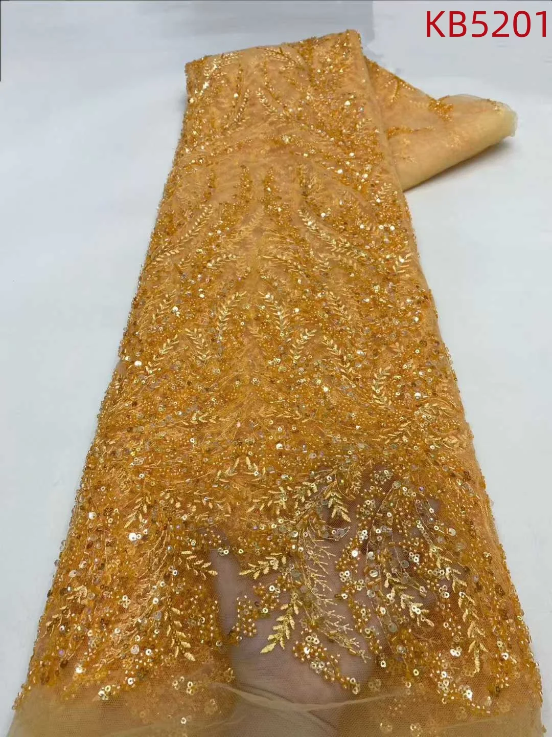 Luxury Fabrics Sequins Embroidery Fabric African Lace Fabrics 2025 Beaded French Mesh Tulle Lace For Wedding Party Dress KB5201