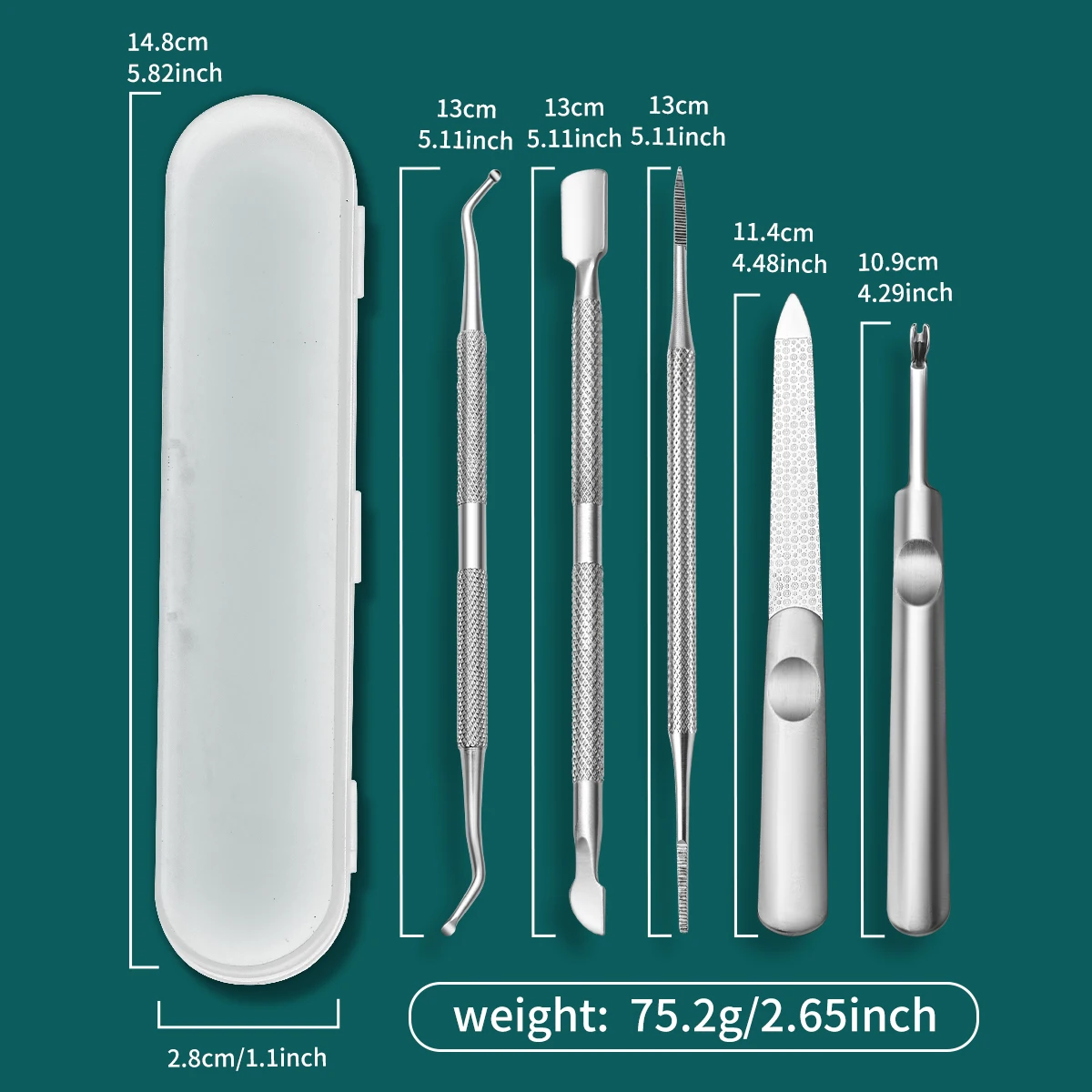 5pcs Cuticle knife trimmer, cuticle fork trimmer Nail cuticle remover Trimmer Push dead skin Double head V-shaped fork Manicure