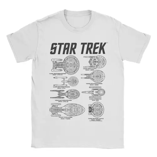 Camiseta Stars Treks para hombre, naves espaciales del libro de texto de empresa de la Flota Estelar   Camiseta de algodón con cuello redondo y manga corta