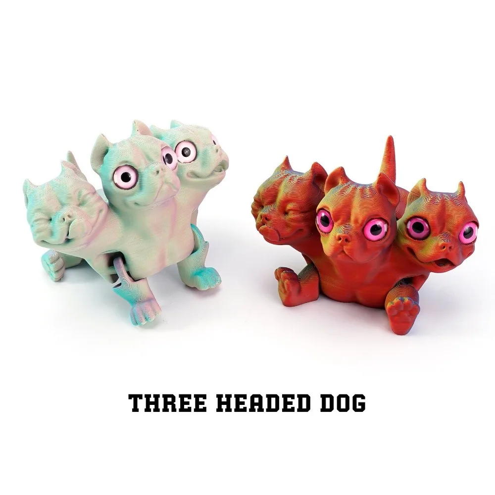 ثلاثية الأبعاد الطباعة Cerberus أرقام متعددة المفاصل المنقولة ثلاثة رؤوس الكلب الحرف للمنزل اكسسوارات الاطفال هدية غرفة المعيشة الديكور
