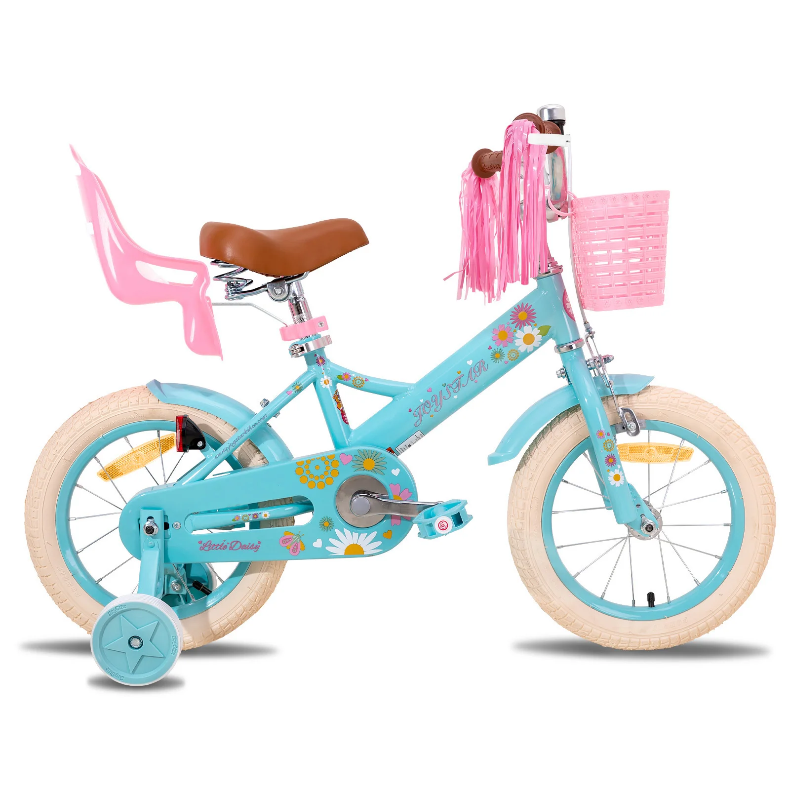 JOYSTAR Little Daisy kinderfiets voor meisjes van 2-7 jaar, fietsen met poppenfietsstoeltje en streamers, loopstoeltje