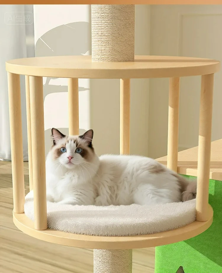 Factory Direct 2026 Cat climbing frame, cat nest,tree integrated large scratching board, scratching shelf, sky pillar, space cap