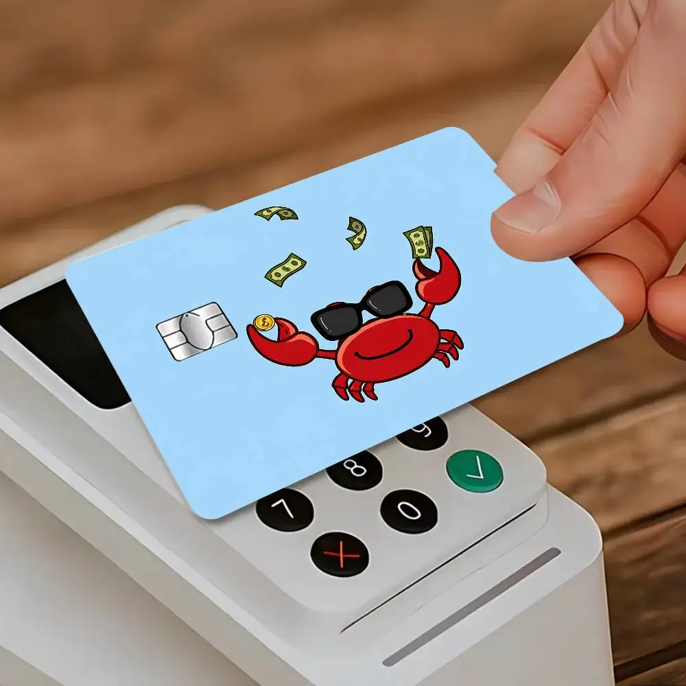 Lucky Money Crab Card Stickers Sticker Skin Film Cover For Small Chip Credit Debit Card Bus Card HT12