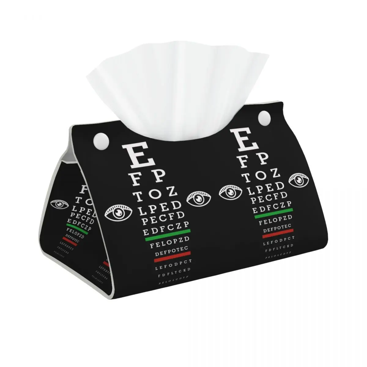 Custom Funny Ophthalmologist Snellen Eye Chart Tissue Box Holder Rectangular PU Leather Facial Tissue Box Cover for Car Bathroom