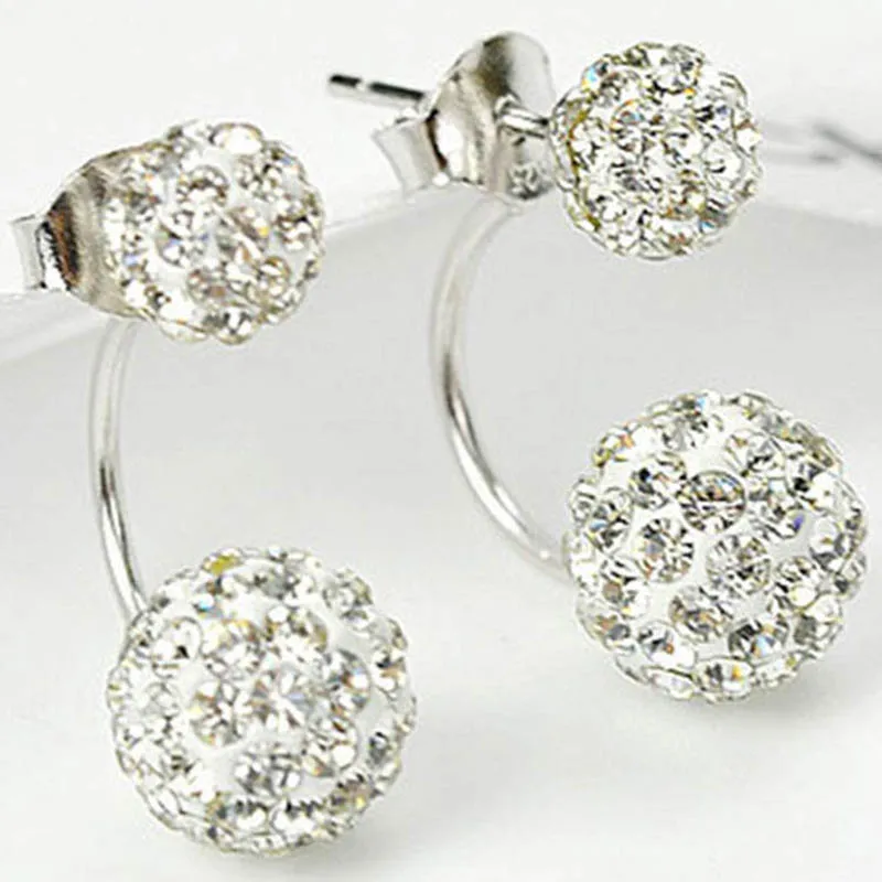 Pendientes de bola de cristal para mujer, aretes de dos métodos de uso, previene la alergia, regalo de joyería al por mayor